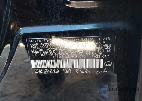 2019 Lexus Is 300 из США, поврежденный, VIN JTHBA1D28K5089070